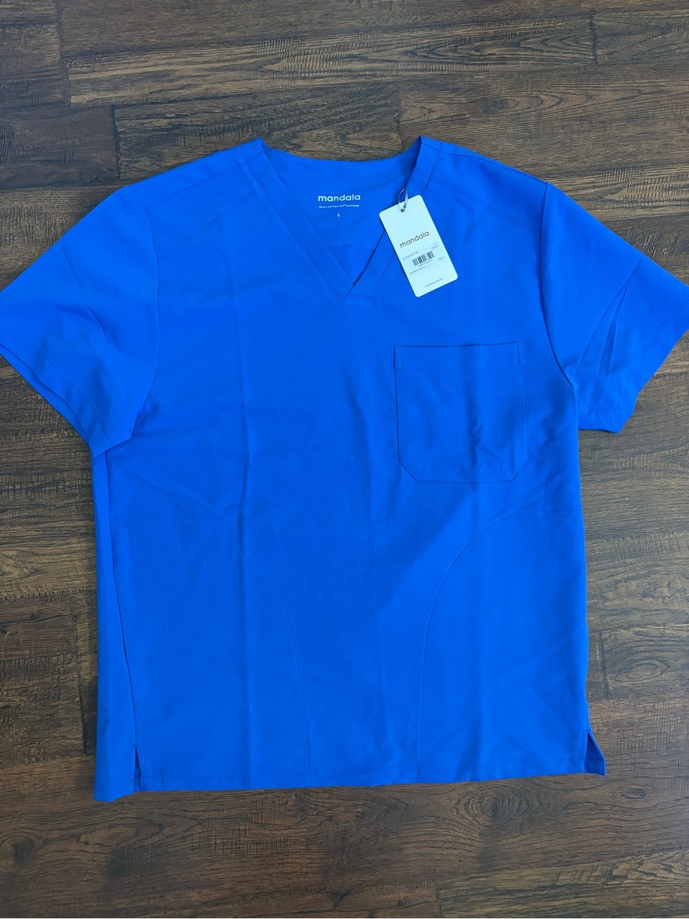 Men’s Mandala Three Pocket Scrub Top Royal Blue NWT Large